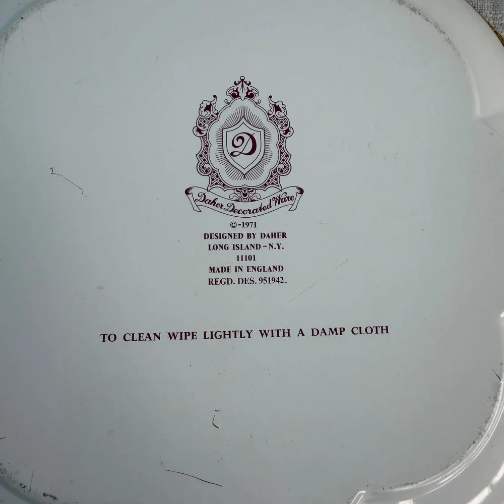 VTG 1971 Daher Decorated Ware Floral Metal Tin Bowl Trinket Tray Key Purse Bowl‎
